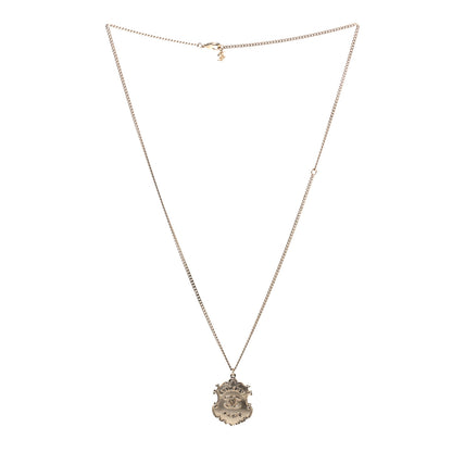 Chanel Metal Paris Dallas CC Badge Pendant Necklace Gold 2 of 4