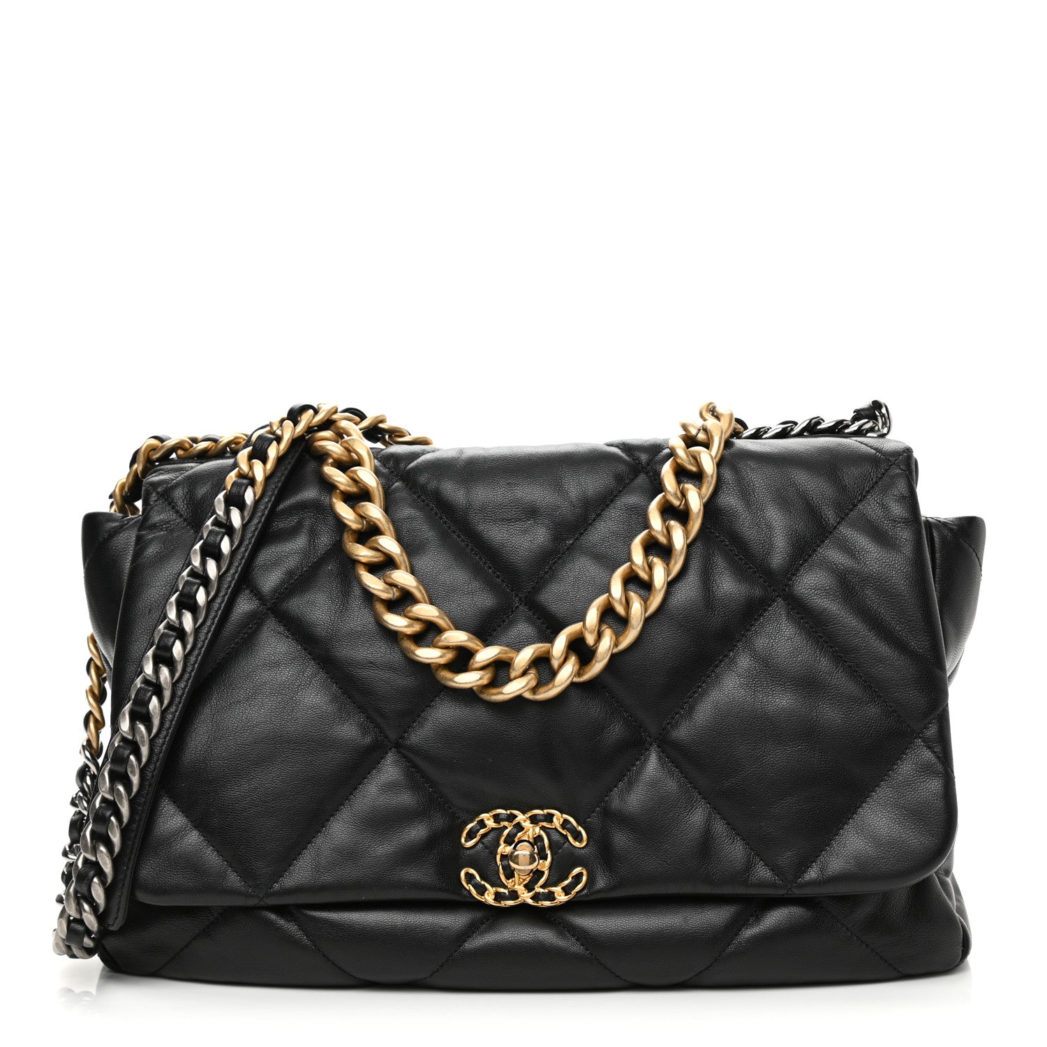 Chanel Goatskin Quilted Maxi Chanel 19 Flap Black 1 of 12