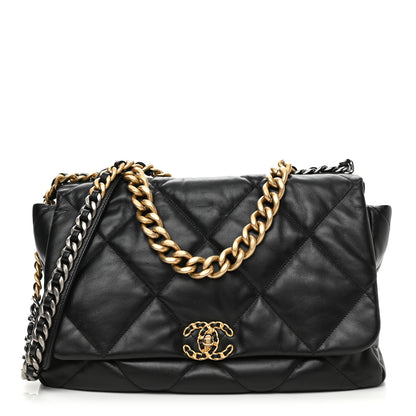 Chanel Goatskin Quilted Maxi Chanel 19 Flap Black 1 of 12
