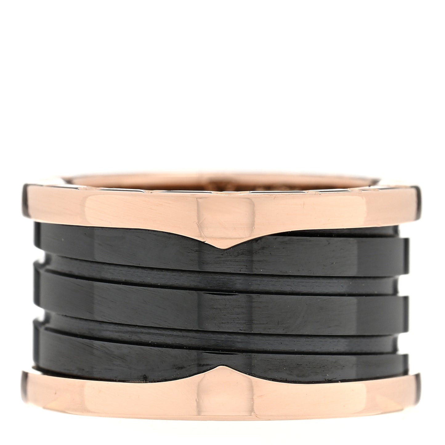 18K Rose Gold Black Ceramic B.Zero1 Four-Band Ring 52 6