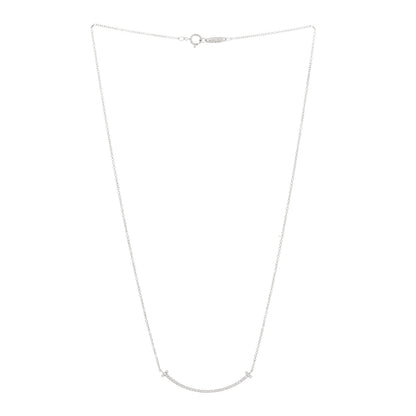 Tiffany 18K White Gold Diamond Small T Smile Pendant Necklace 3 of 6