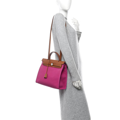 Hermes Vache Hunter Toile Herbag Zip 31 PM Magnolia Fauve 2 of 14