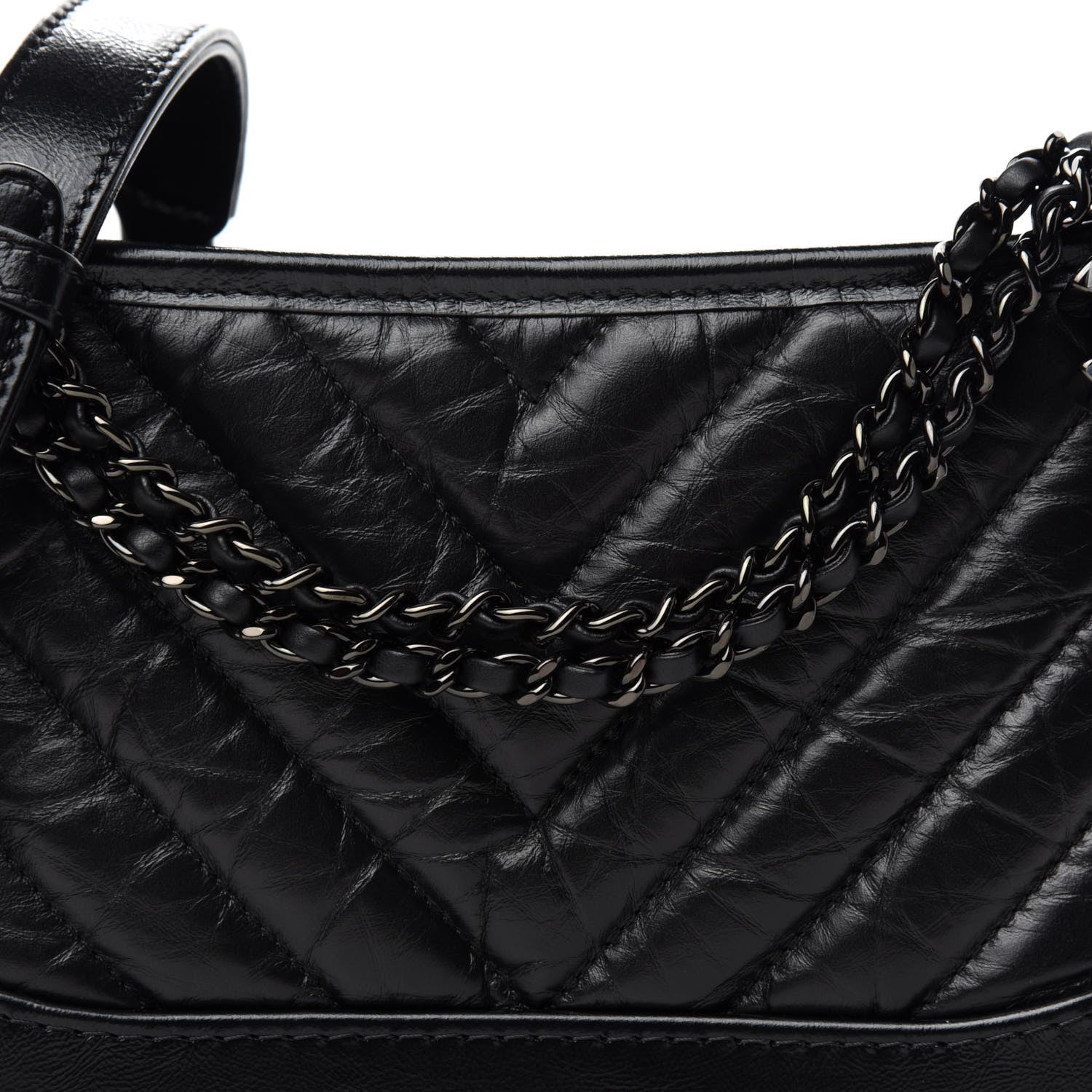 Chanel Aged Calfskin Chevron Quilted Small Gabrielle Hobo So Black 10 of 10