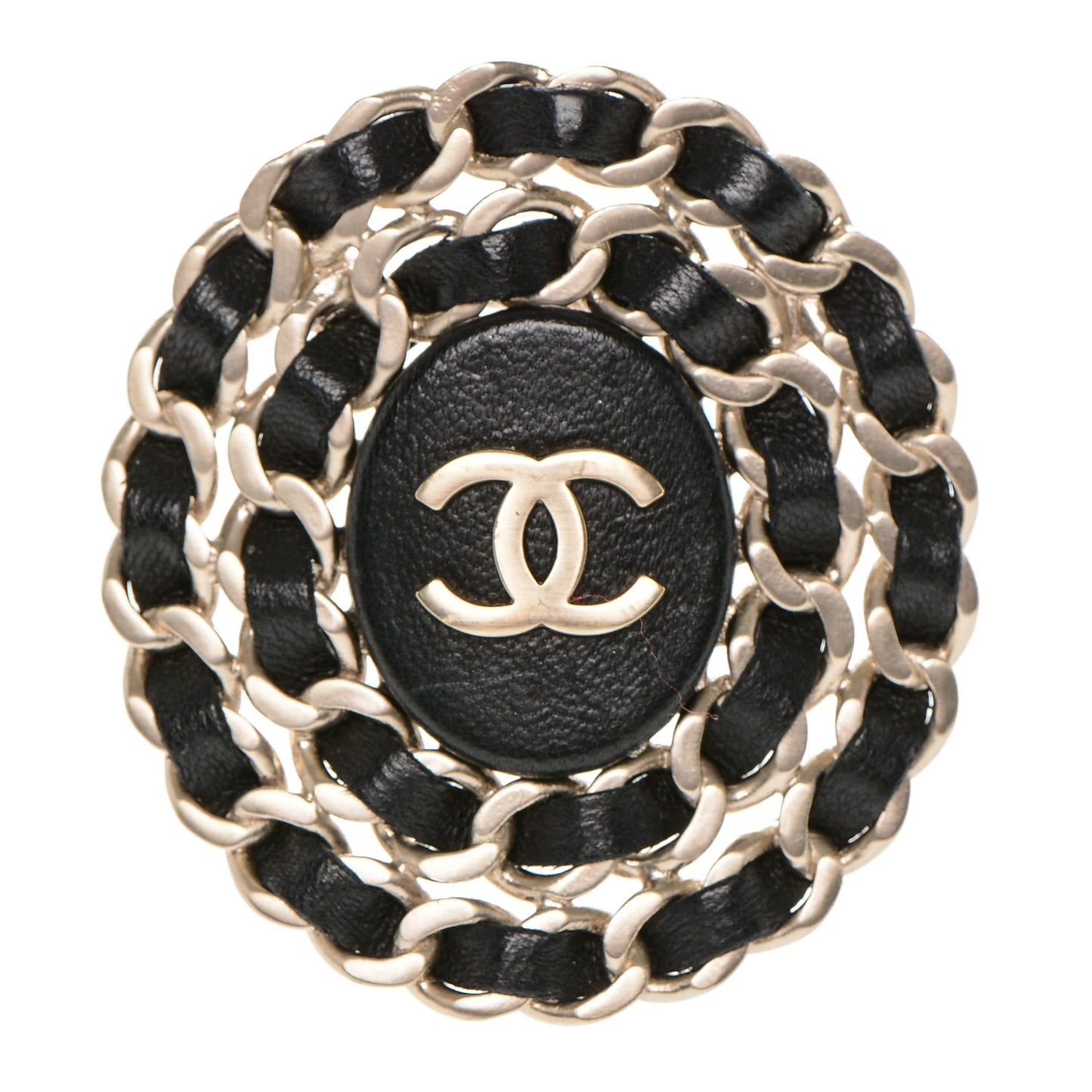 Lambskin CC Brooch Black Gold