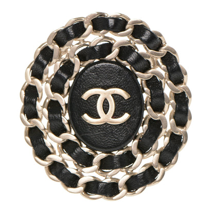Chanel Lambskin CC Brooch Black Gold 1 of 4