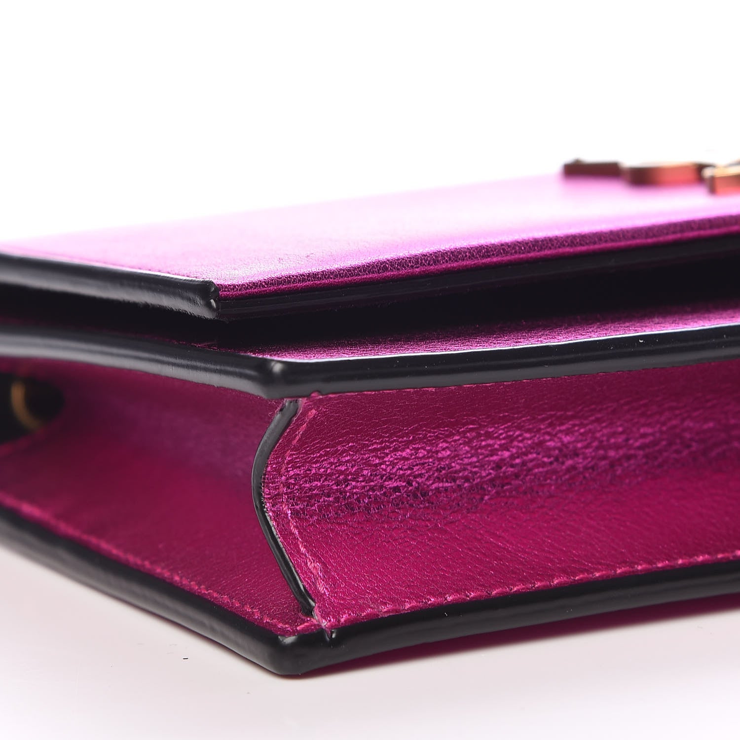 Saint Laurent Metallic Calfskin Classic Monogram Kate Tassel Chain Wallet Fuchsia 6 of 12