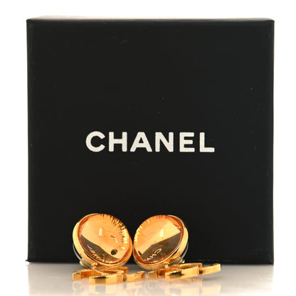 Chanel Metal Round CC Medallion Drop Earrings Gold 5 of 5