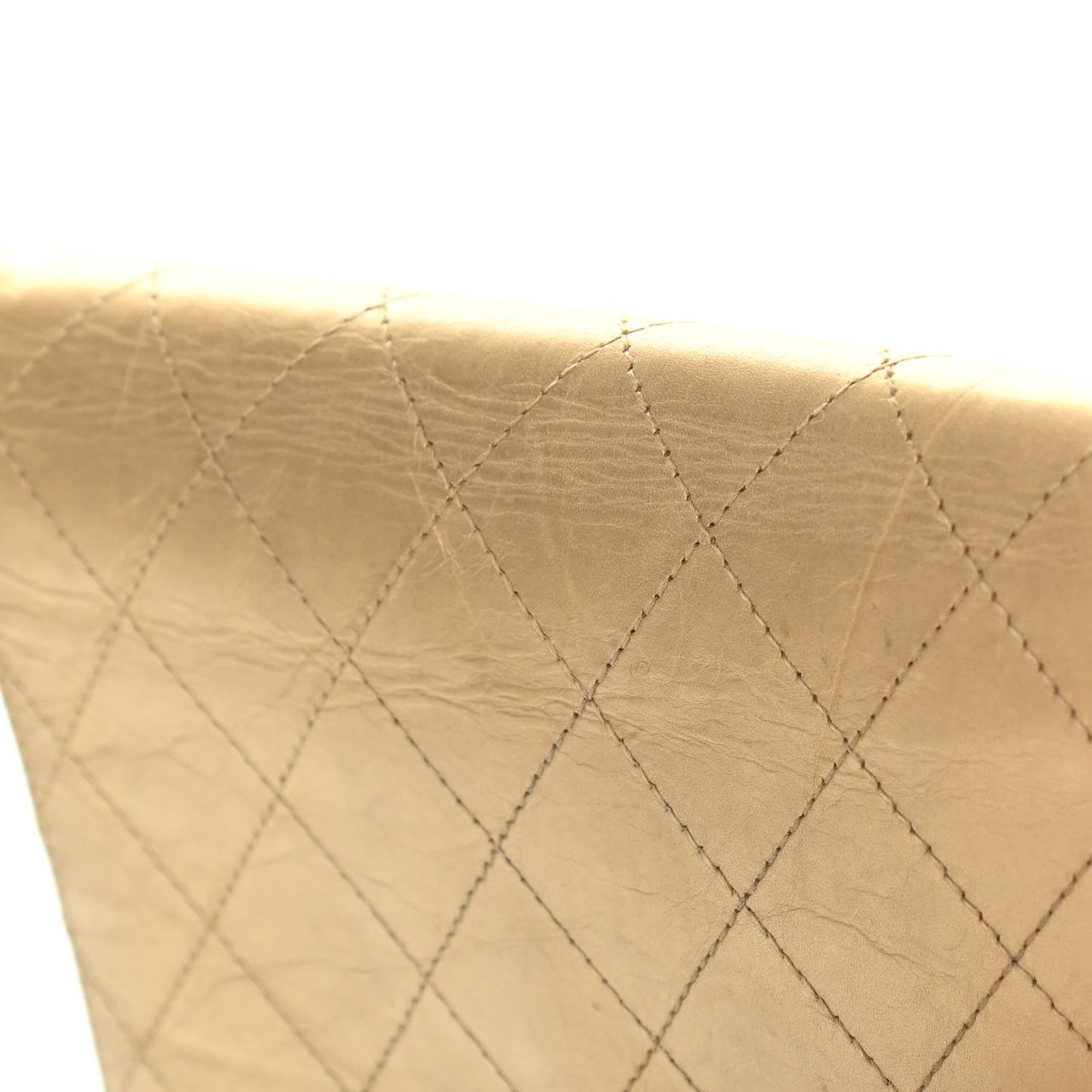 Metallic Calfskin Diamond Stitched Yen Wallet Gold