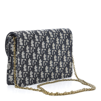 Christian Dior Oblique Saddle Chain Pouch Blue 3 of 10