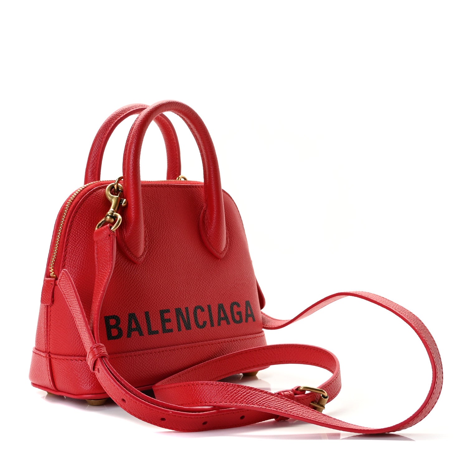 Balenciaga Signature Grained Calfskin Logo XXS Ville Top Handle Bag Rouge Coquelicot Black 2 of 10