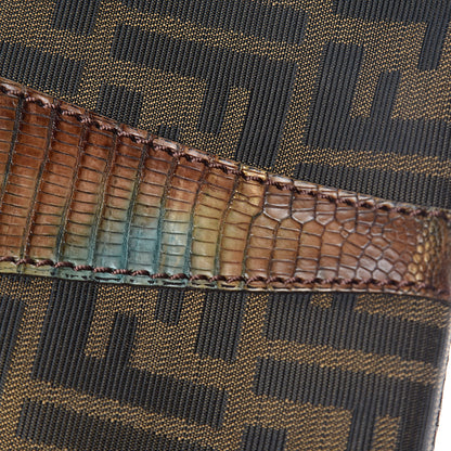 Fendi Zucca Lizard Small Devil Trapezio Tote Tobacco 10 of 11
