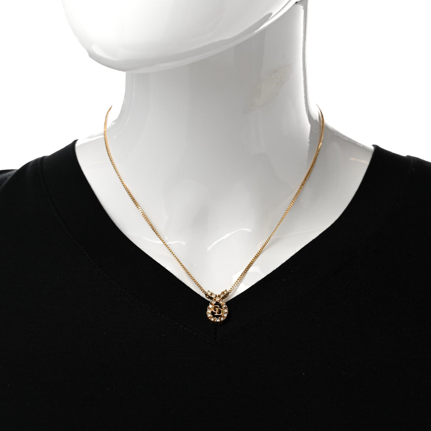 Metal Crystal CD Necklace Gold