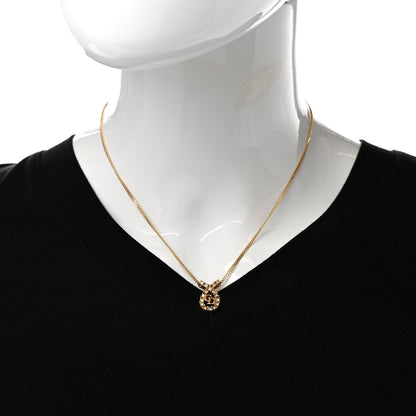 Christian Dior Metal Crystal CD Necklace Gold 2 of 7
