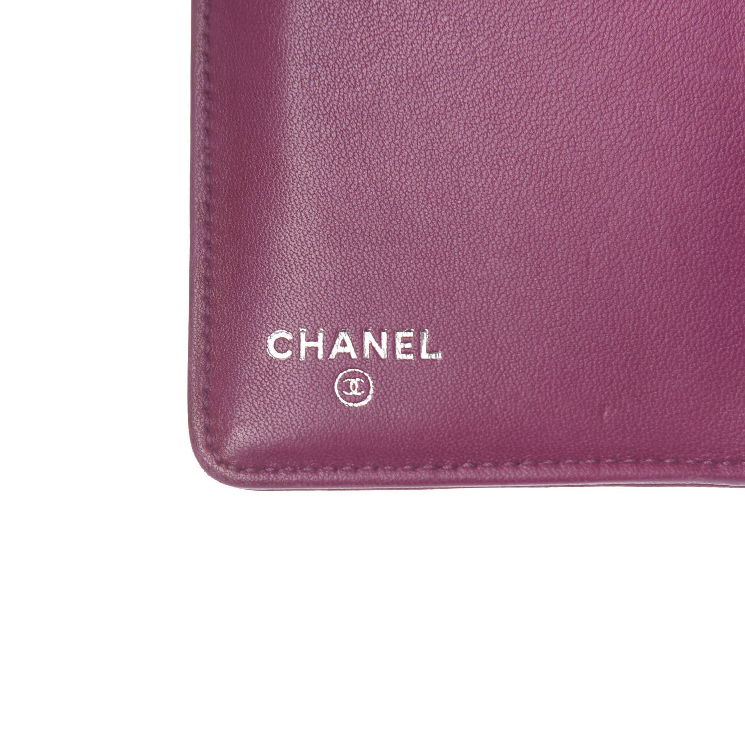Chanel Lambskin Camellia Embossed Yen Wallet Fuchsia 6 of 12