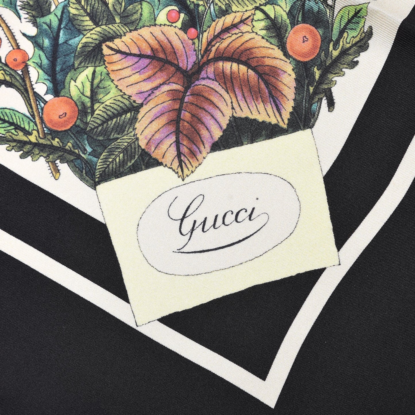 Silk Floral Festival Square Scarf Black Ivory