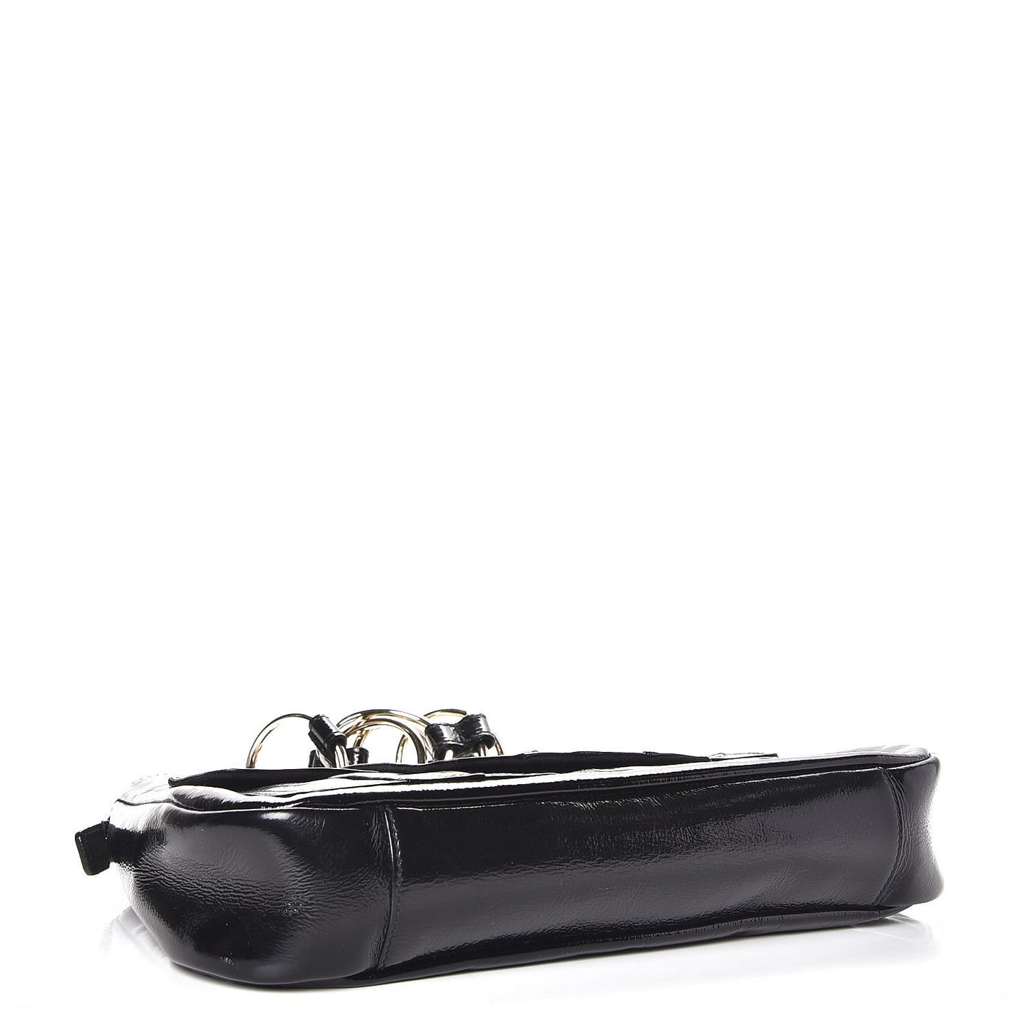 Textured Patent Corset Chain Shoulder Bag Black