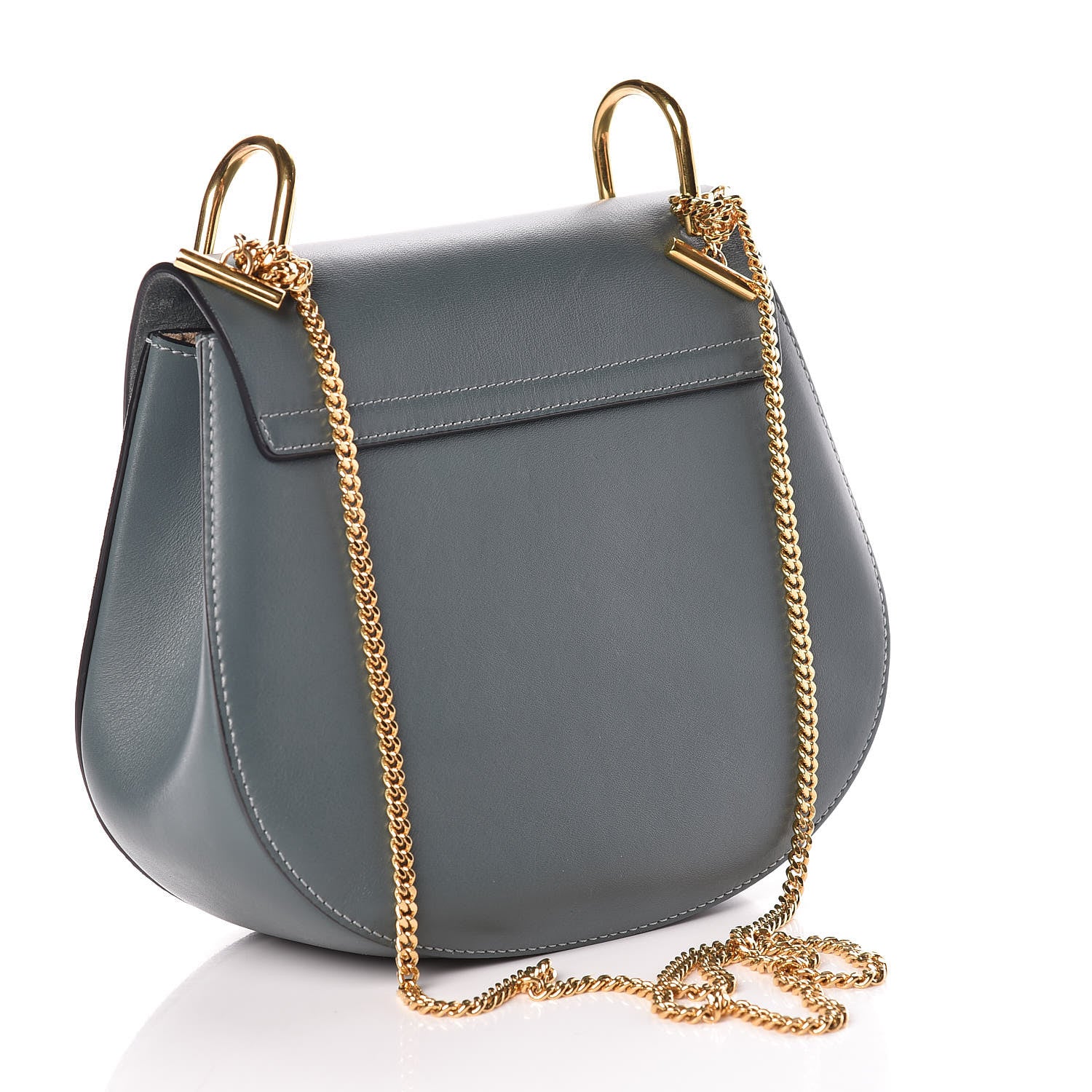 Chloe Suede Smooth Calfskin Drew Shoulder Bag Cloudy Blue 3 of 8