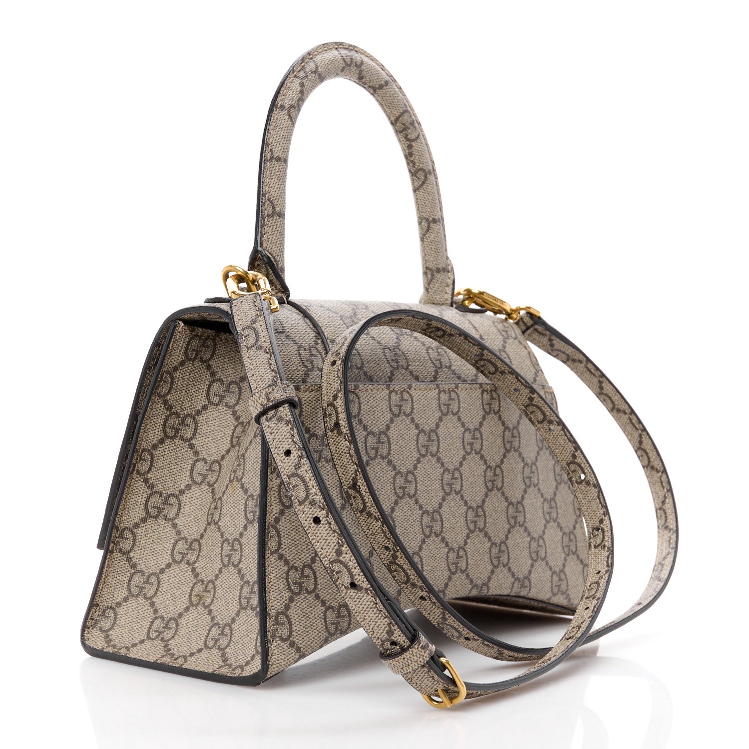 Balenciaga X GUCCI GG Supreme Monogram Small Hourglass Top Handle Bag Beige Ebony 3 of 11