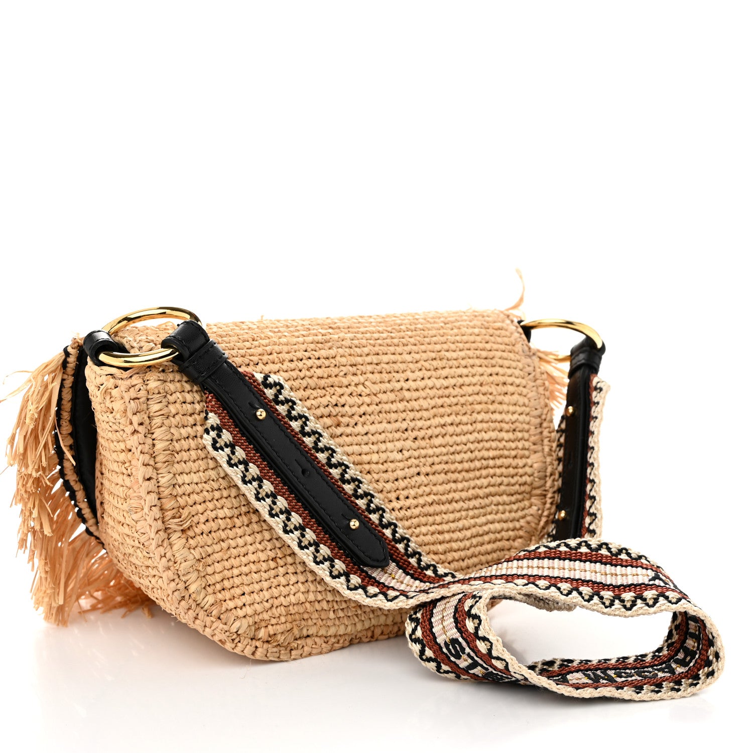 Stella McCartney Raffia Crochet Shoulder Bag Natural 3 of 9