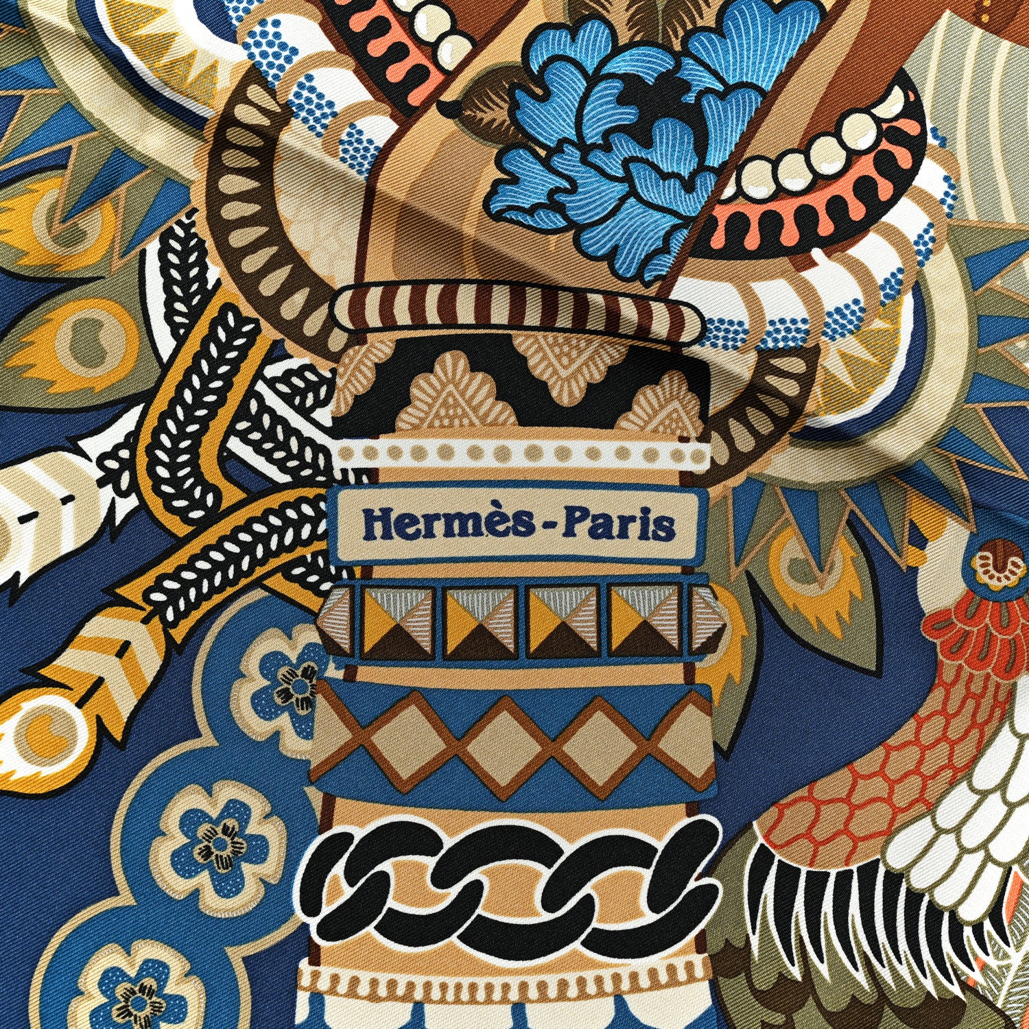 Hermes Silk Twill Duo Cosmique Scarf 90 Vert Black Corail 3 of 6