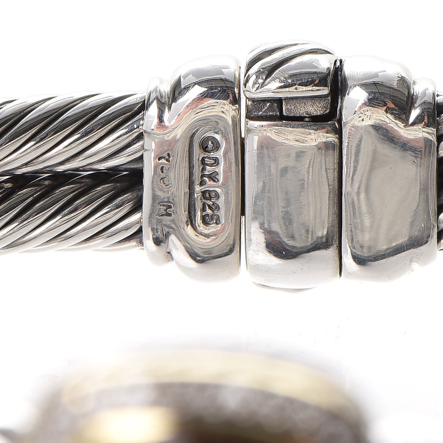Sterling Silver 18K Yellow Gold Diamond Garnet 11mm Albion Double Cable Bracelet