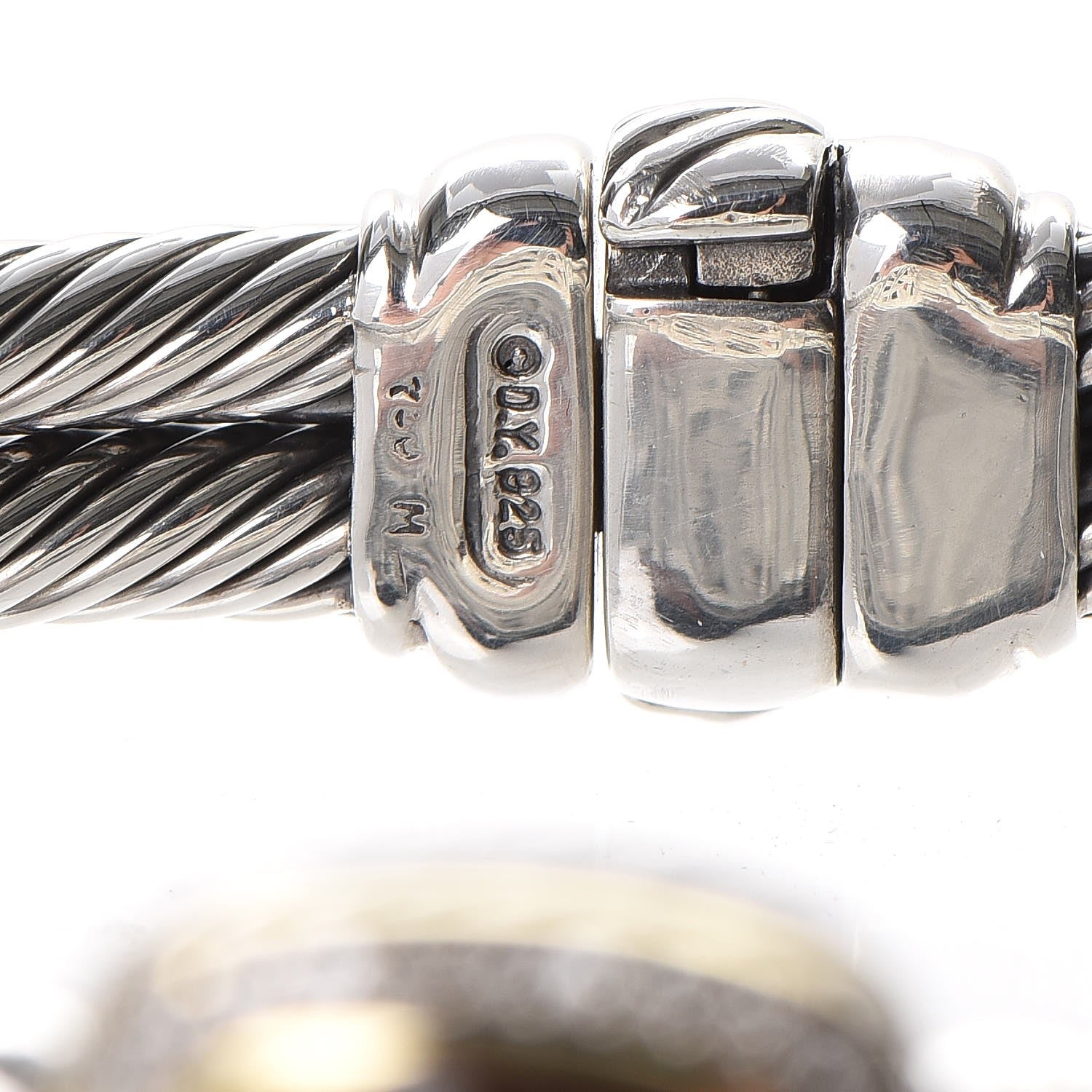 David Yurman Sterling Silver 18K Yellow Gold Diamond Garnet 11mm Albion Double Cable Bracelet 5 of 5