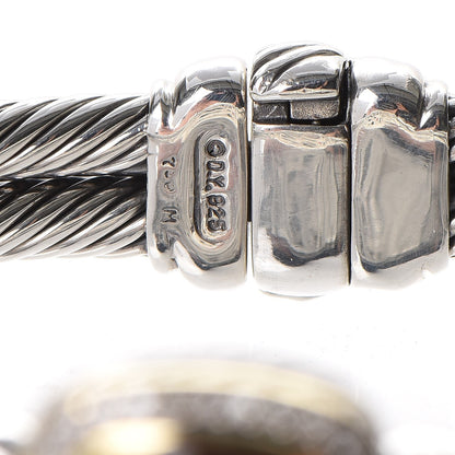 David Yurman Sterling Silver 18K Yellow Gold Diamond Garnet 11mm Albion Double Cable Bracelet 5 of 5