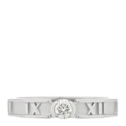 Tiffany 18K White Gold Diamond Atlas Solitaire Band Ring 49 5 1 of 4