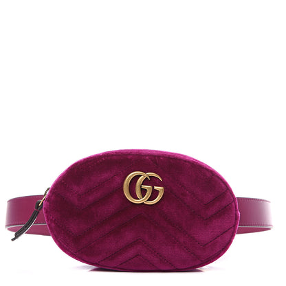 Gucci Velvet Matelasse GG Marmont Belt Bag 85 34 Fuchsia Violet Cyclamen 1 of 9