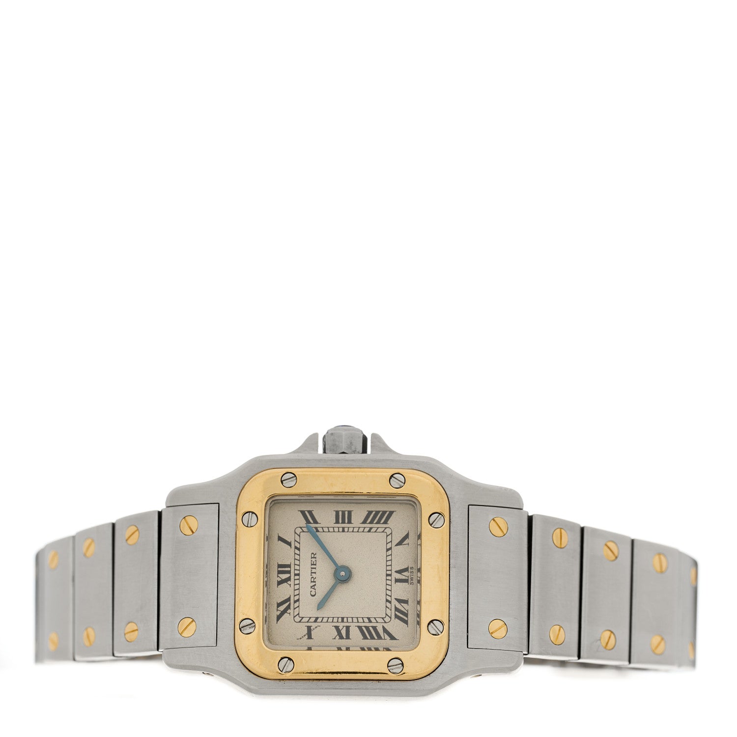 Cartier Stainless Steel 18K Yellow Gold 24mm Santos De Cartier Galbee Quartz Watch 2 of 4