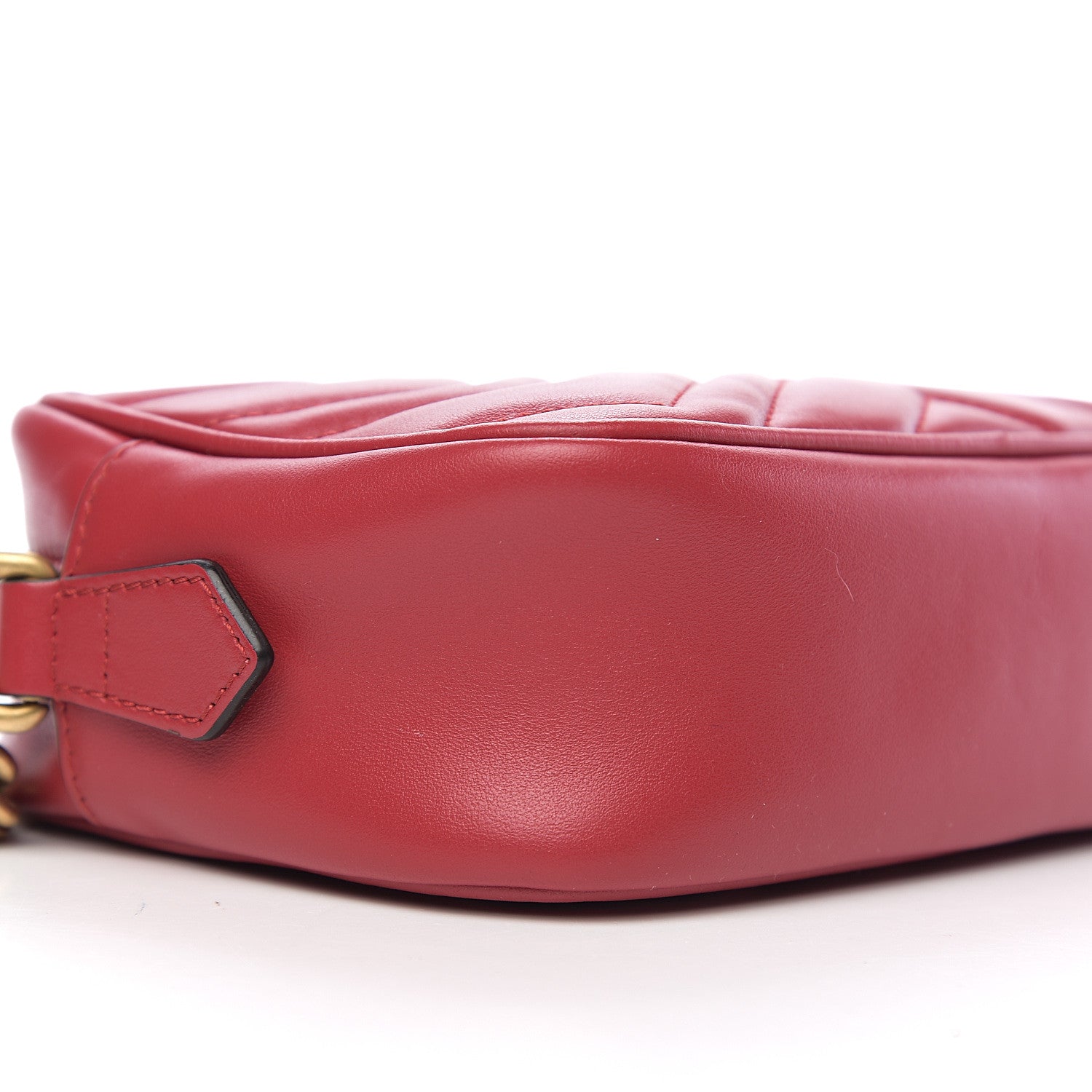 Gucci Calfskin Matelasse Mini GG Marmont Chain Shoulder Bag Hibiscus Red 8 of 9