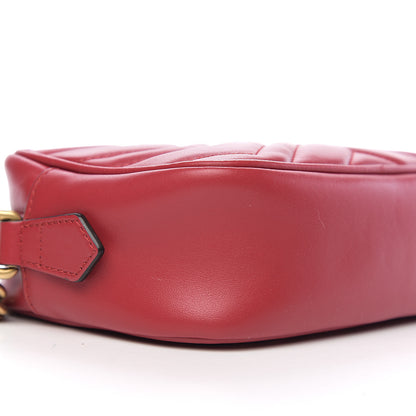 Gucci Calfskin Matelasse Mini GG Marmont Chain Shoulder Bag Hibiscus Red 8 of 9