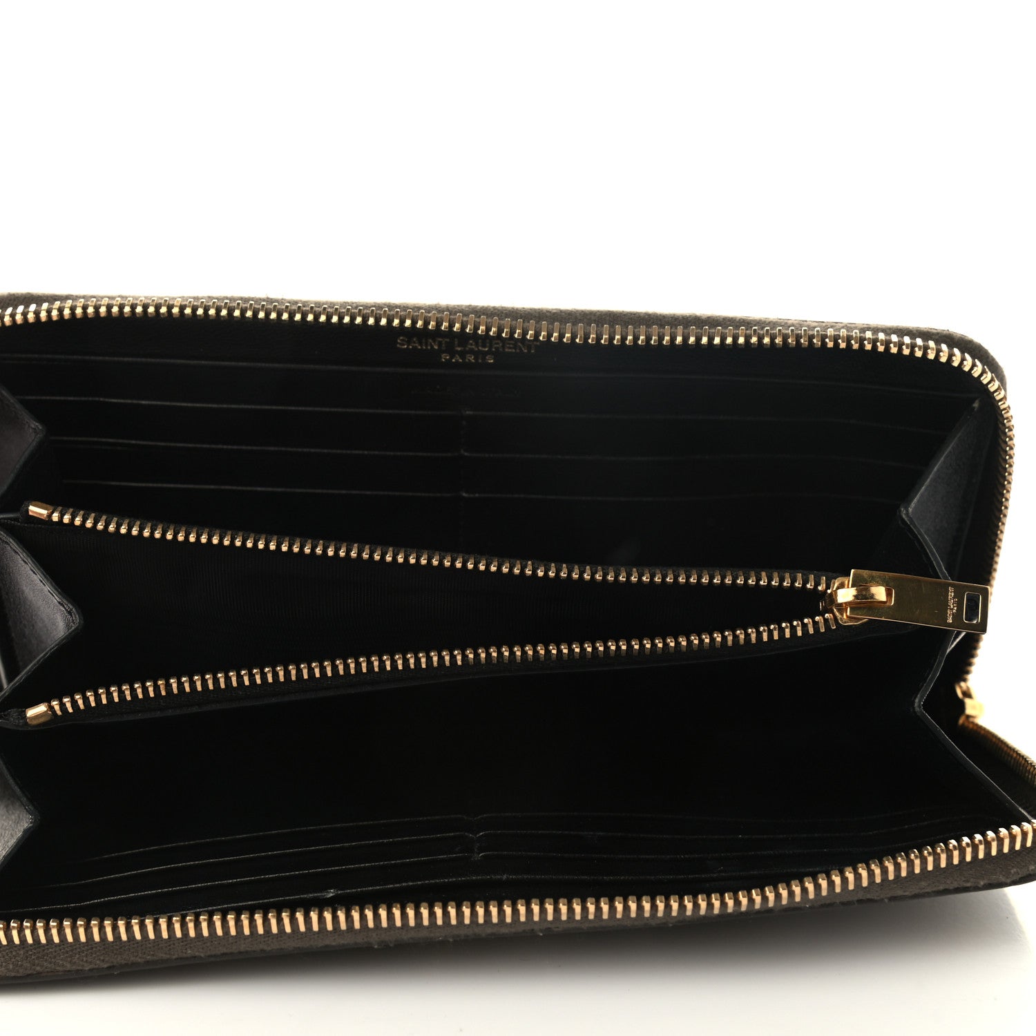 Saint Laurent Metallic Calfskin Textured Continental Zip Around Wallet Gold 5 of 7