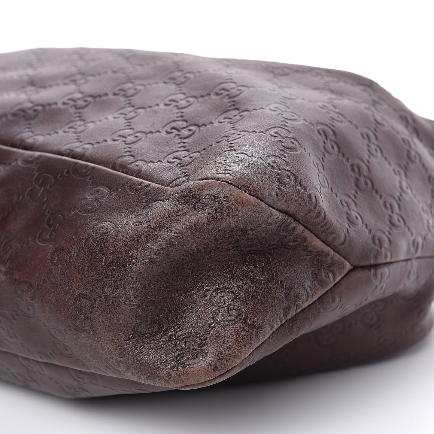 Guccissima Medium Horsebit Chain Hobo Dark Brown