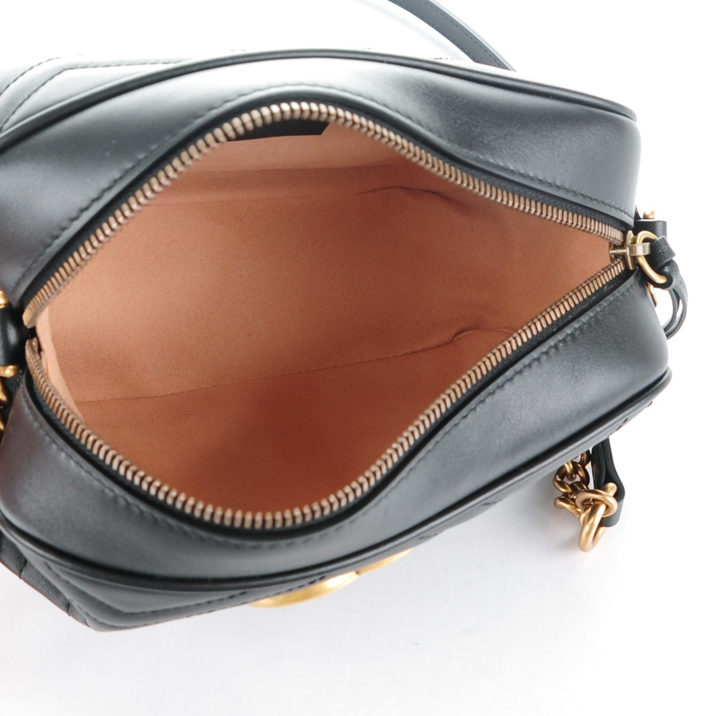 Calfskin Matelasse Small GG Marmont Chain Shoulder Bag Black