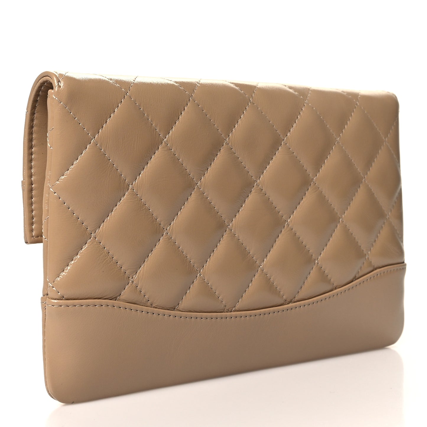 Shiny Lambskin Quilted 31 Clutch Beige