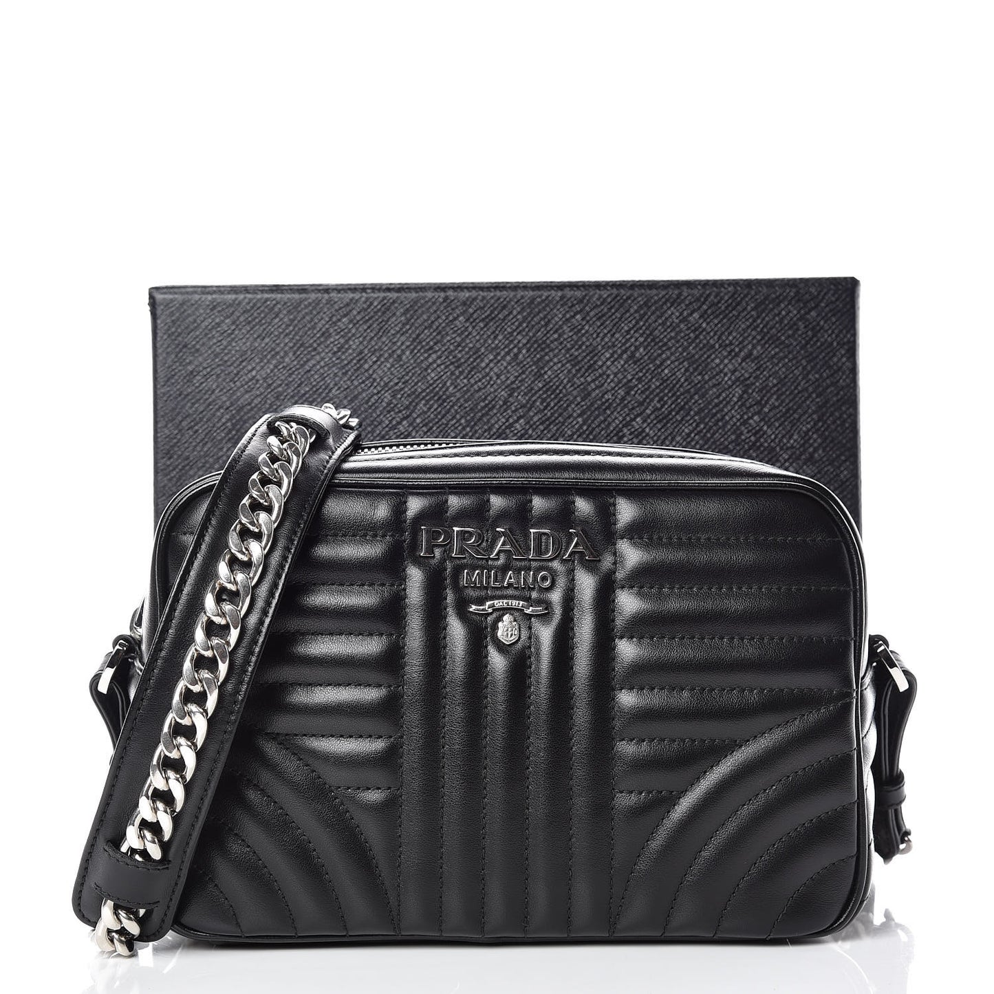 Soft Calfskin Diagramme Crossbody Bag Black