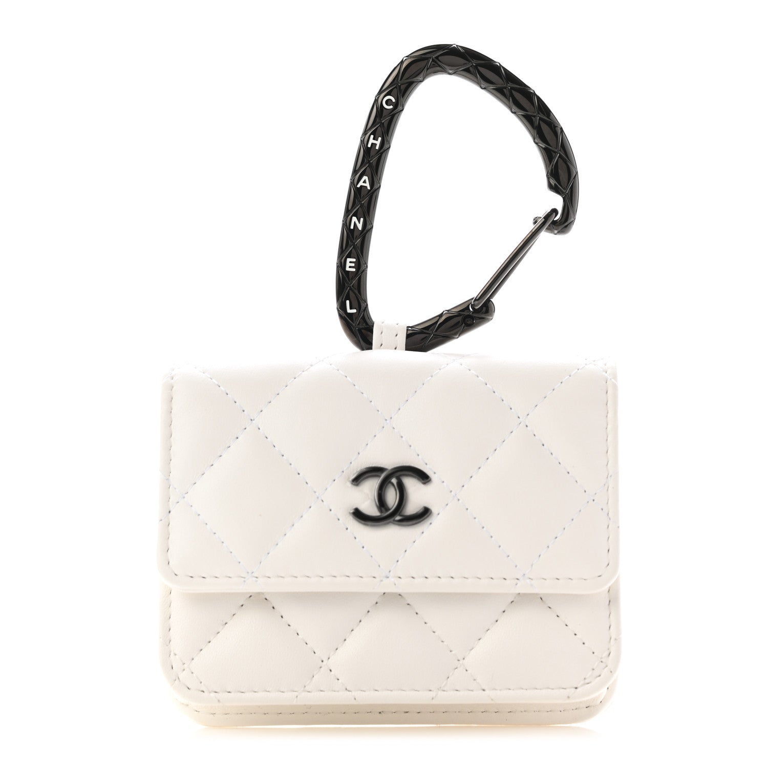 Chanel Lambskin Quilted CC Hook Card Holder White 1 of 8