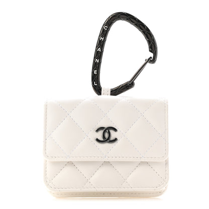 Chanel Lambskin Quilted CC Hook Card Holder White 1 of 8