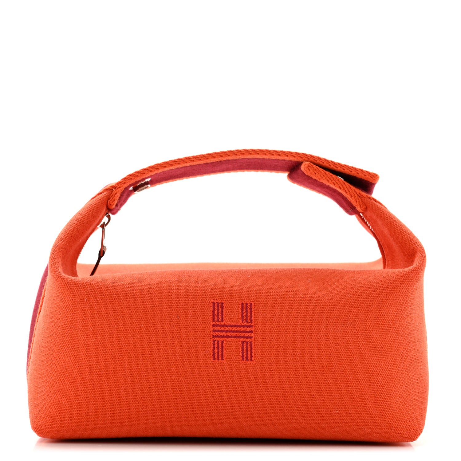 Hermes Canvas Small Bride-A-Brac Pouch Orange Burgundy 1 of 8