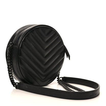 Saint Laurent Calfskin Matelasse Chevron Round Vinyle Camera Bag Black 3 of 8