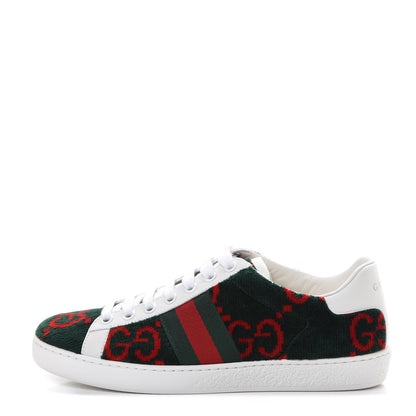 Gucci Terry Cloth GG Monogram Web Womens Ace Sneakers 35.5 Green Red 1 of 8