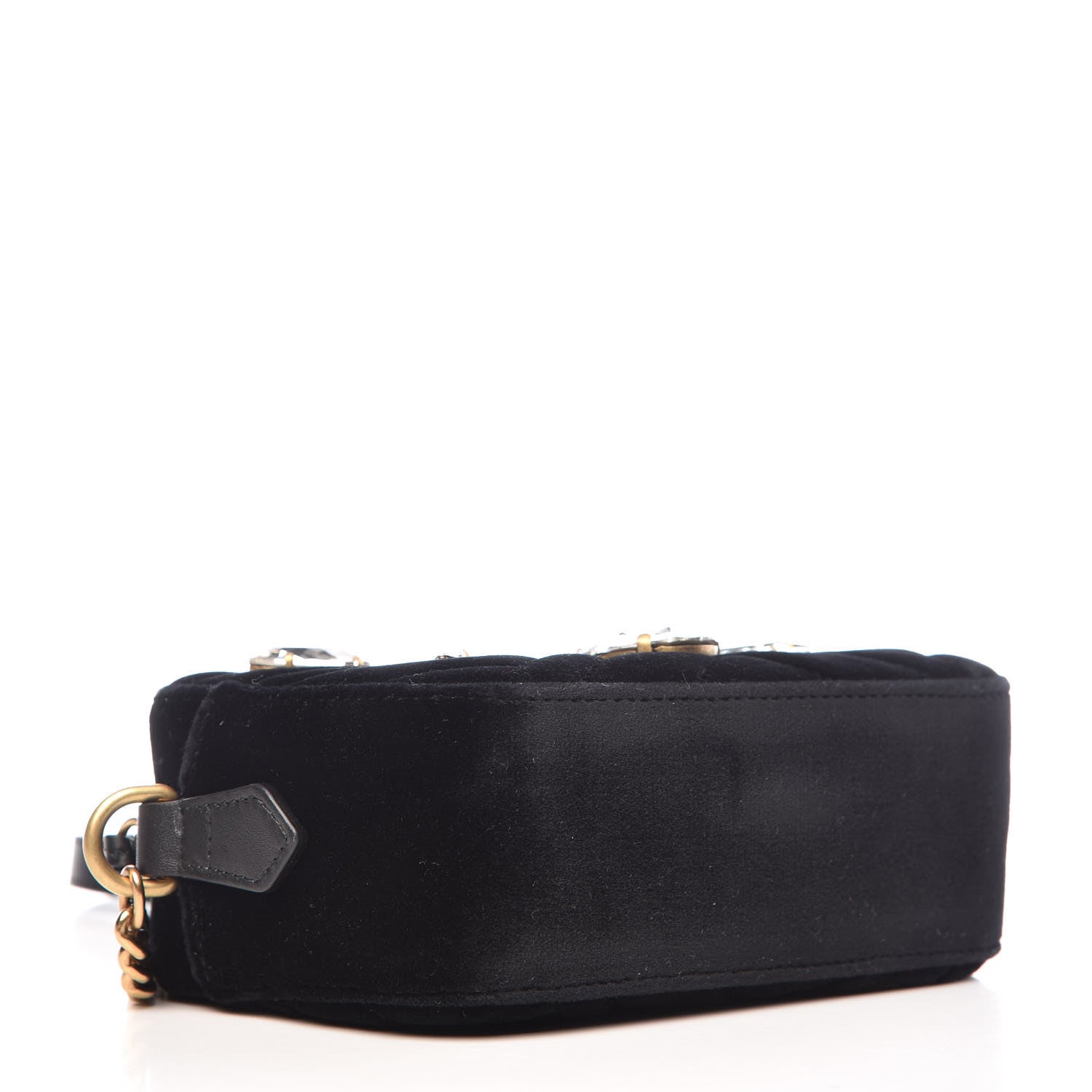 Gucci Velvet Matelasse Marquise Crystals Mini GG Marmont Chain Shoulder Bag Black 4 of 7