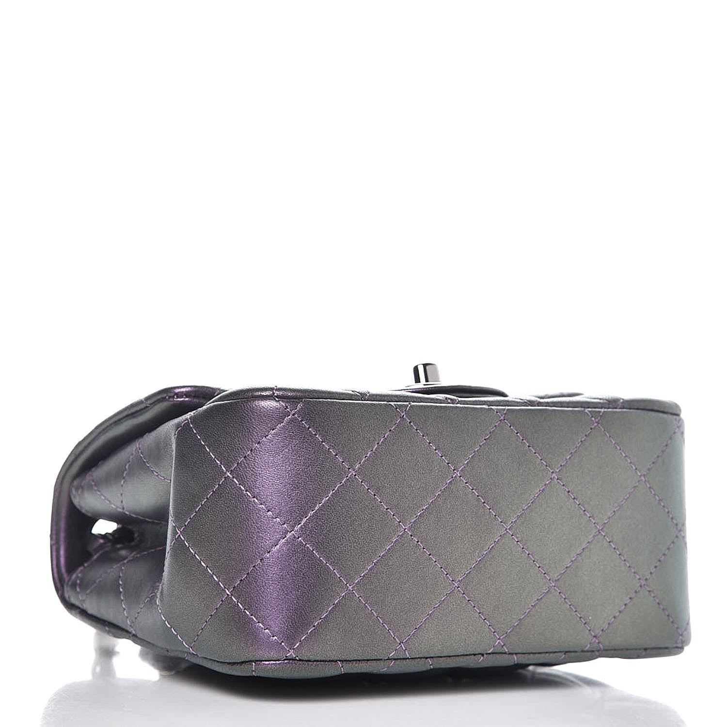 Chanel Iridescent Lambskin Quilted Mini Square Flap Dark Purple 4 of 8