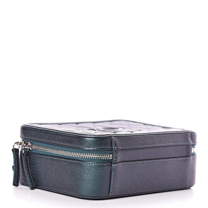 Chanel Iridescent Caviar Quilted Medium CC Filigree Vanity Case Dark Turquoise 4 of 11