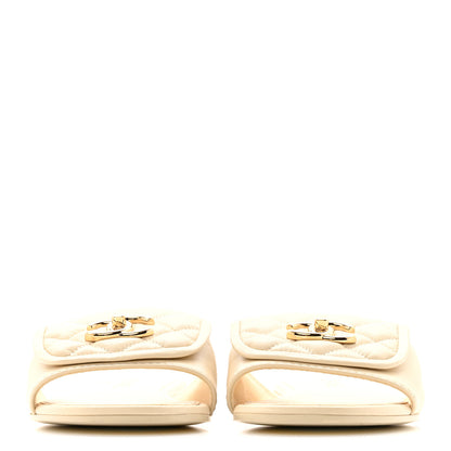 Chanel Lambskin Quilted Turnlock Flat Mules 39 Light Beige 5 of 26
