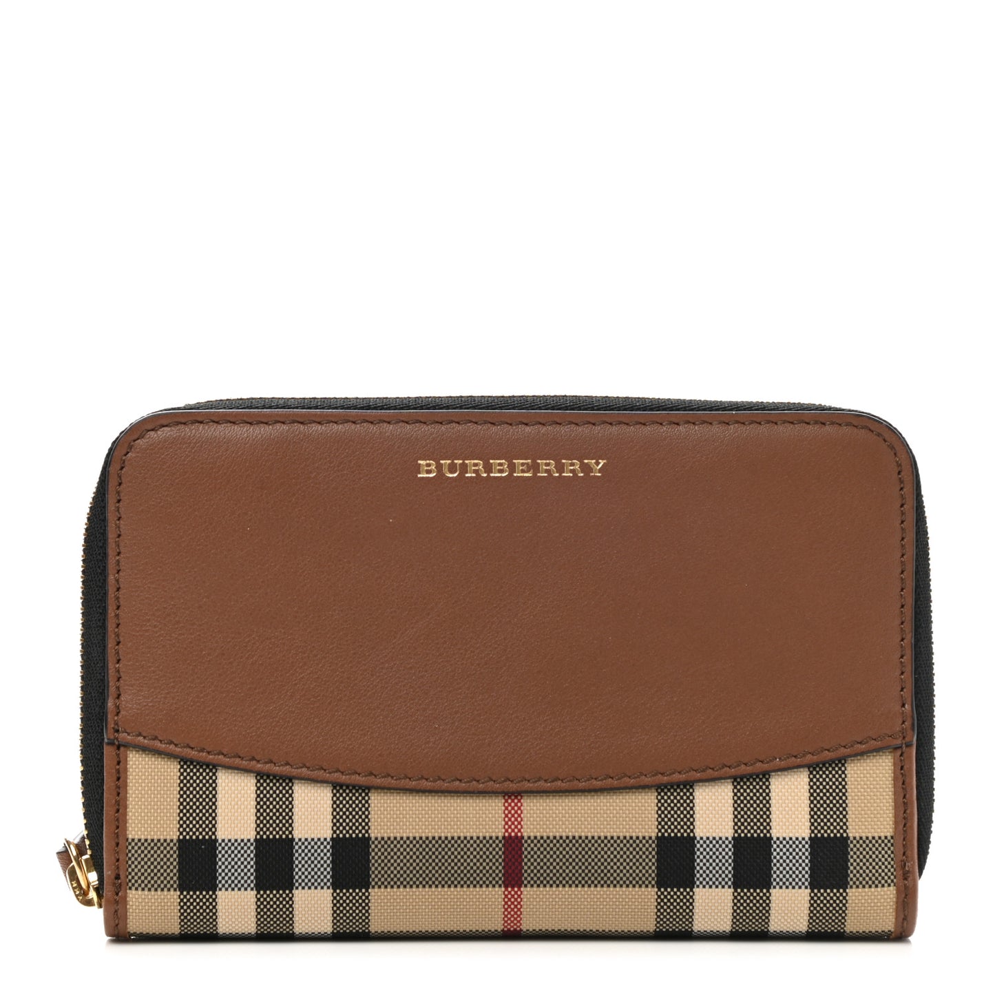 Calfskin Horseferry Check Medium Marston Zip Around Wallet Tan