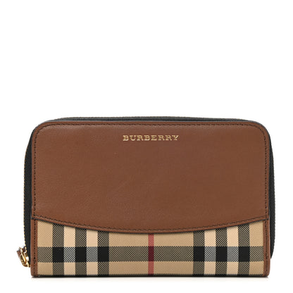 Burberry Calfskin Horseferry Check Medium Marston Zip Around Wallet Tan 1 of 7