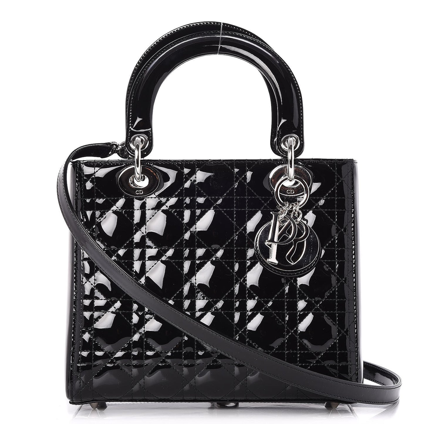 Patent Cannage Medium Lady Dior Black