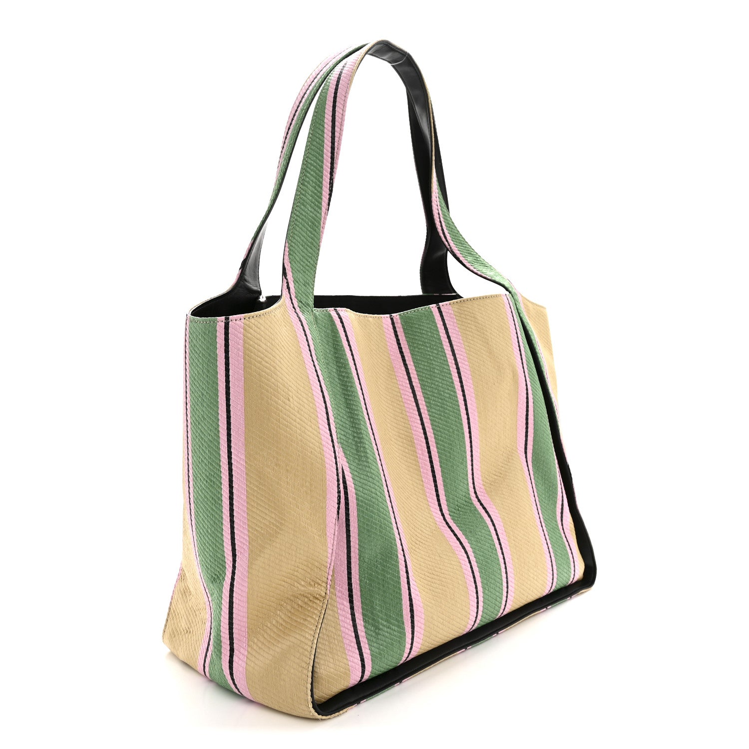 Stella McCartney Raffia Striped Logo Tote Multicolor 4 of 13